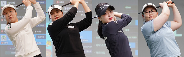 골프존이 오는 24일 ‘2022 롯데렌탈 그린카 GTOUR WOMEN’S 4차 대회’ 결선을 개최한다. (왼쪽부터) 심지연, 홍현지, 장소희, 정선아 프로