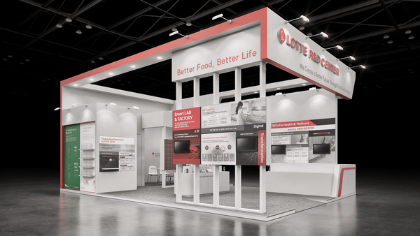 2023 월드 푸드테크 컨퍼런스&엑스포 롯데중앙연구소 부스 조감도. 롯데중앙연구소는 ‘2023 월드 푸드테크 컨퍼런스&엑스포’에 참가해 푸드테크 시대의 식품 R&D를 선보일 예정이다.