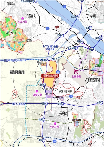 수도권 3기 신도시 중 주택공사가 29일 처음으로 시작되는 인천 계양지구 위치도.국토교통부 제공