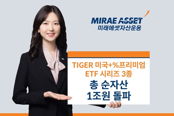 'TIGER 미국+%프리미엄 ETF' 시리즈 3종 순자산 총합이 1조원을 돌파했다. 사진=미래에셋자산운용