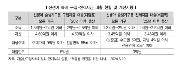 신생아 특례 구입·전세자금 대출 현황 및 개선사항. 국회 입법조사처 제공