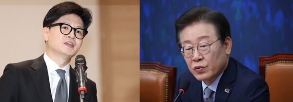 한동훈 국민의힘 대표(왼쪽)과 이재명 더불어민주당 대표. 사진=연합뉴스