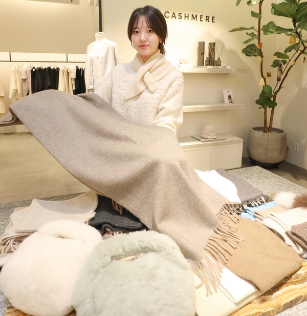 18일 오전 서울 강남구에 위치한 현대백화점 무역센터점 5층 더캐시미어 매장에서 직원들이 겨울 선물 제품을 소개하고 있다. (사진=현대백화점)