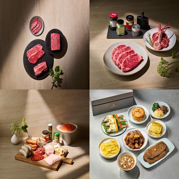 (왼쪽 위부터 시계방향으로) 프리미엄 한우 실속 세트, 홈파티 스테이크 세트, 셰프 특선 차례상 세트, 파르나스 마스터 셰프의 샤퀴테리 세트 (사진=파르나스호텔)