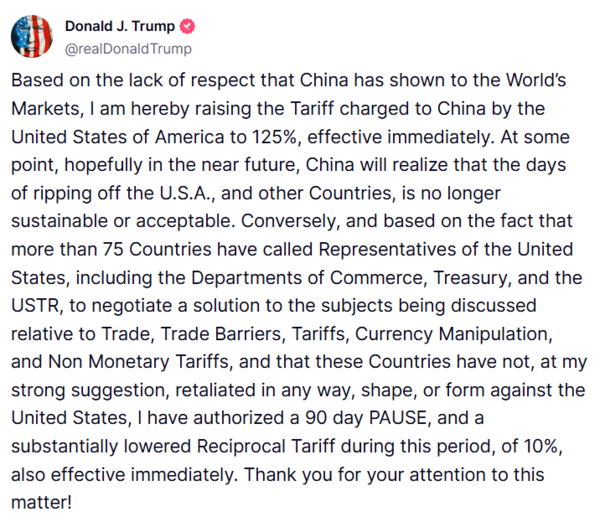 도널드 트럼프 미국 대통령 SNS. 사진=트루스소셜 @realDonaldTrump