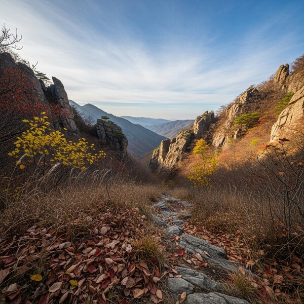 맑고 포근한 초겨울, 산행하기 좋은 날씨