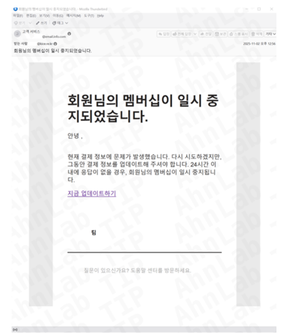 피싱 이메일 본문. 사진=안랩 