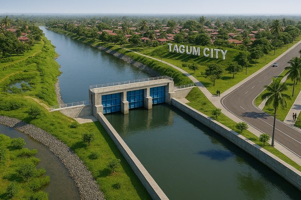 따굼 홍수조절사업 조감도. HJ중공업 제공.