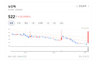 뉴인텍 주가 불꽃랠리... 전기차 보조금 유지·확대 - 뉴스 썸네일 이미지