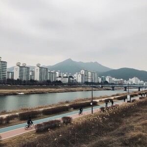 대전 겨울 흐린 날씨 전경